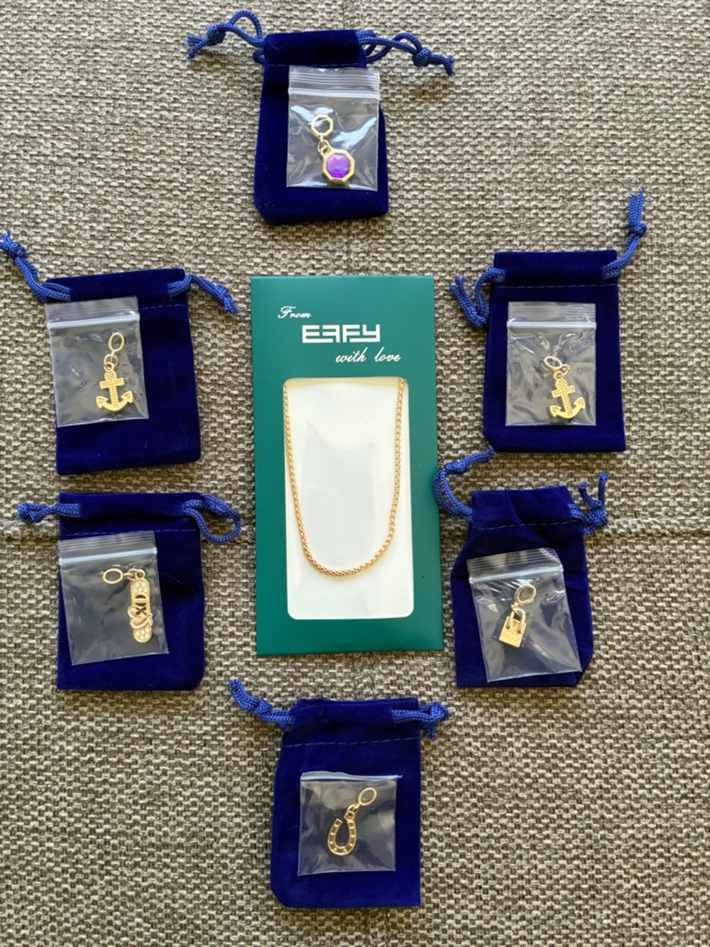 Effy Gold Tone Charm Necklace Set with Purple Accent